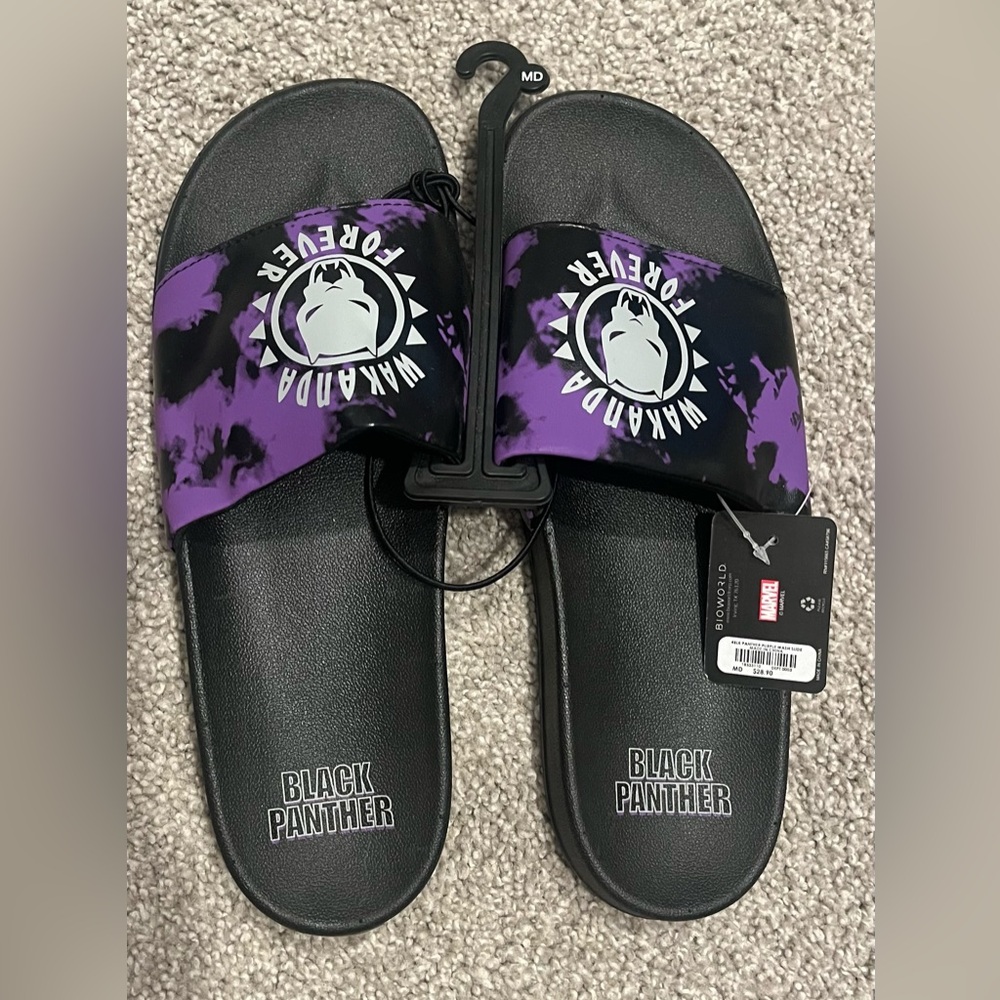Marvel Wakanda Forever Men's sandals slides Black Panther size medium M